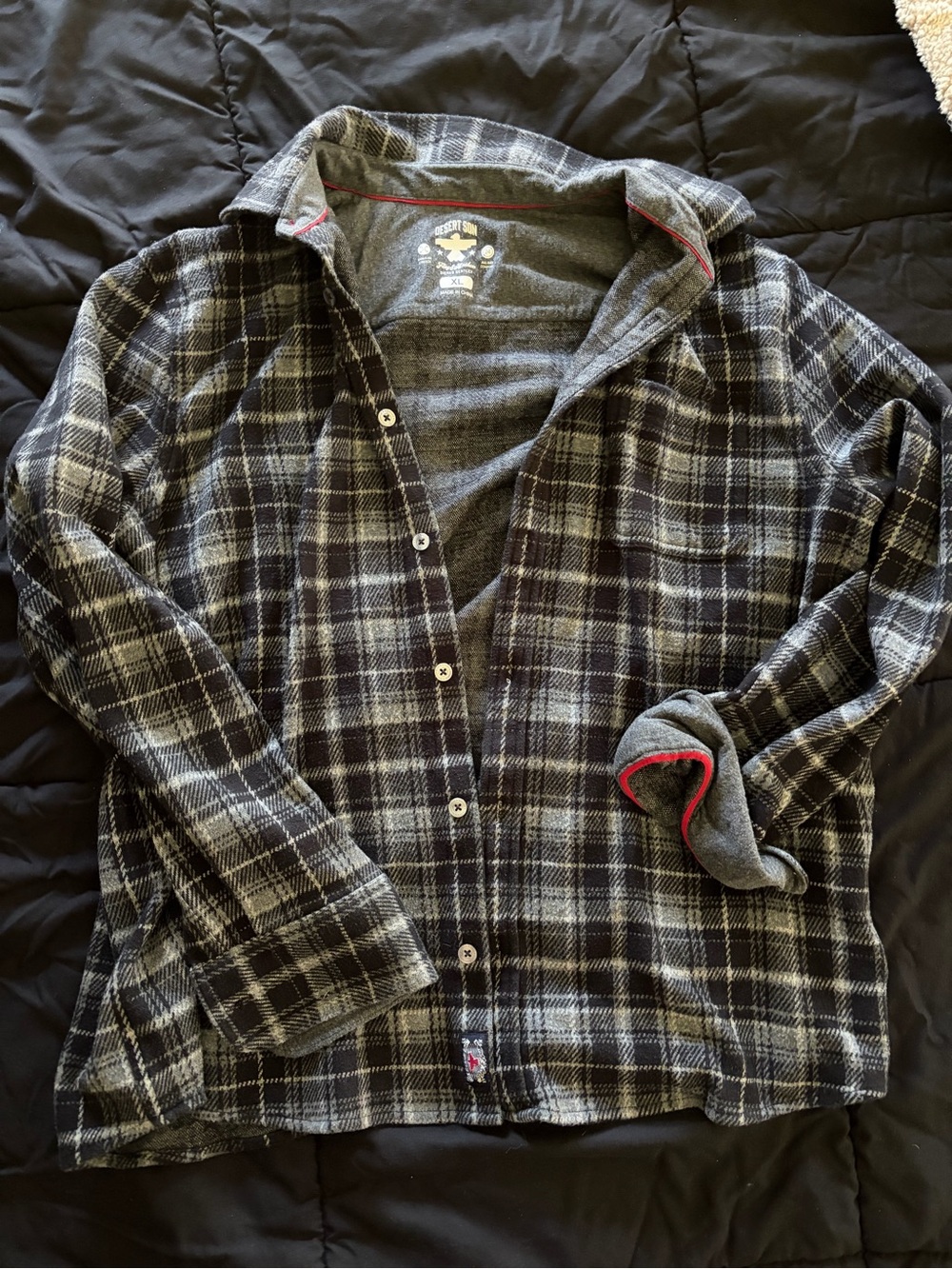Men's Casual Black & Gray Plaid Button-Down Shirt
